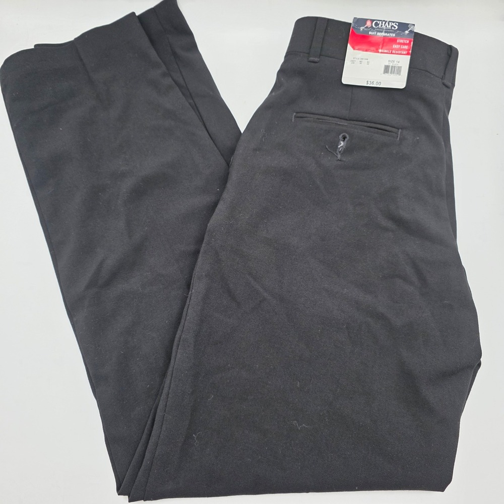 Chaps Boys Suit Separates Dress Pants Black Stretch Wrinkle Resistant Size 14
